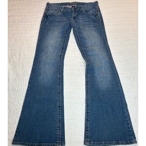 Amethyst Flare Leg Jeans Juniors 11 Medium Wash Mid Rise Stretch Denim Retro Y2K